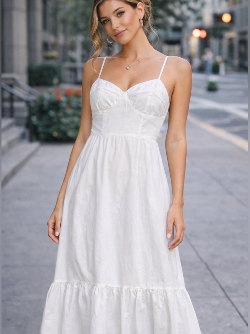 Sofie The Label – White Tie-Strap Maxi Dress size L NWT